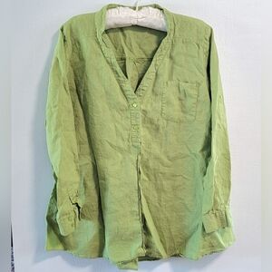 M Eileen Fisher Irish Linen Boxy Oversized Button Tunic Cottage Goblin Boho L XL